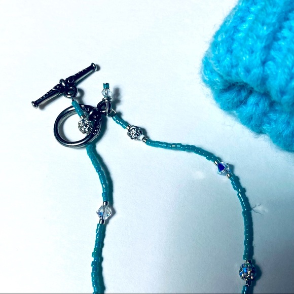 Handmade Skaters Waltz Glass Swarovski Aqua Christmas Necklace - Picture 10 of 12